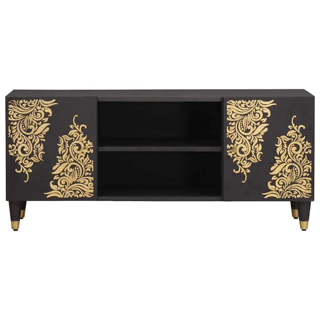 Cabinet TV cu raft Negru 105 x 33 x 46 cm Lemn de mango solid — imaginea 4