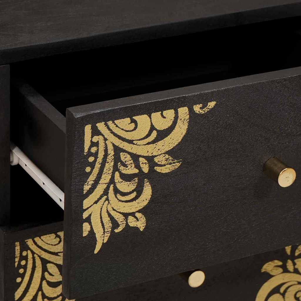 Noptiera 2 pcs Negru 40 x 33 x 46 cm Lemn de mango solid — imaginea 9