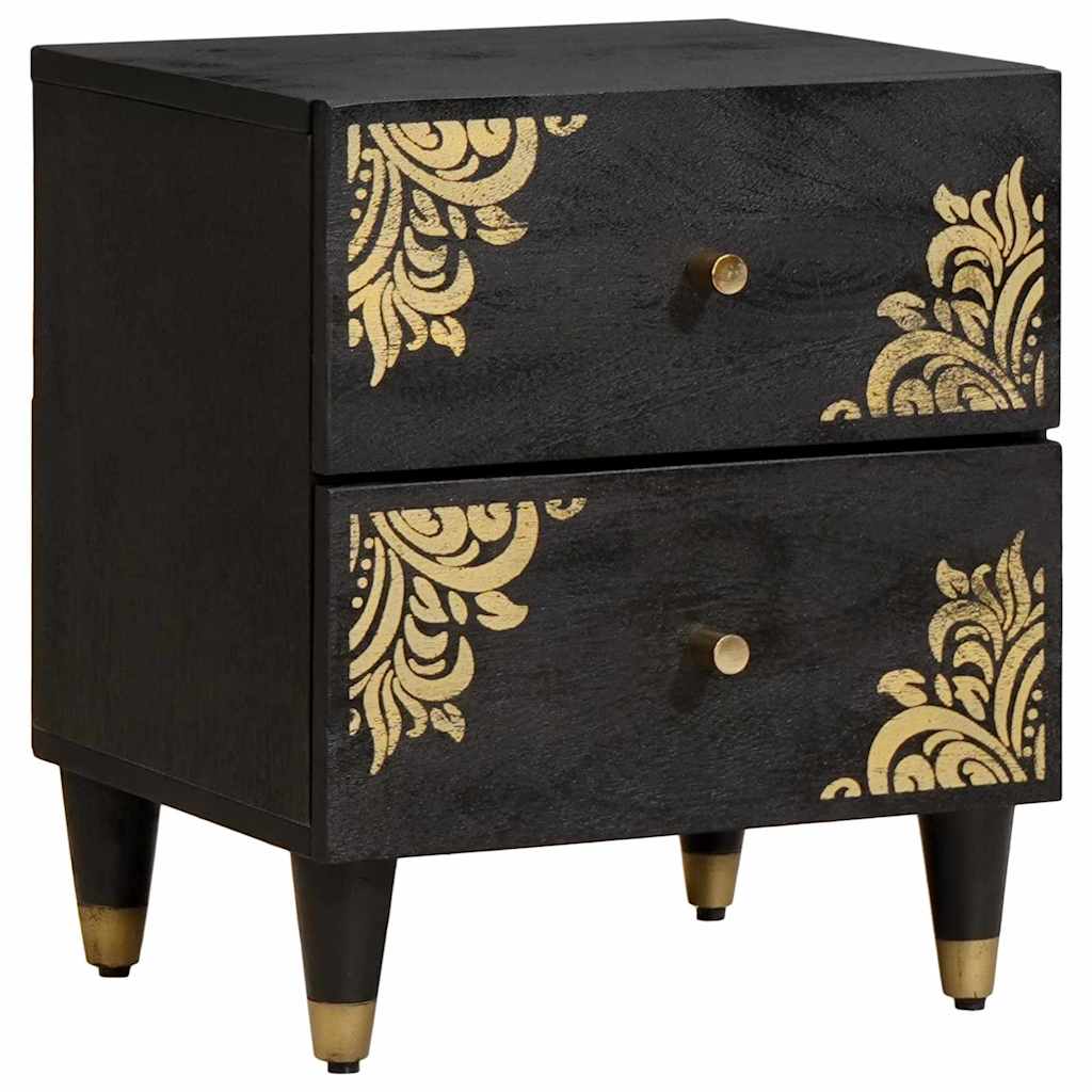 Noptiera Negru 40 x 33 x 46 cm Lemn de mango solid