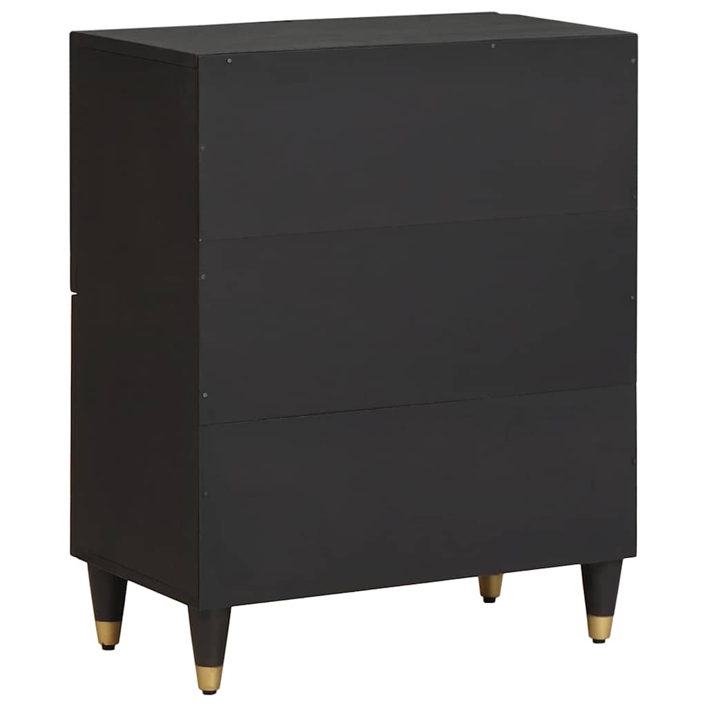 Bufet cu raft cu usa Negru 60 x 33 x 75 cm Lemn de mango solid — imaginea 6