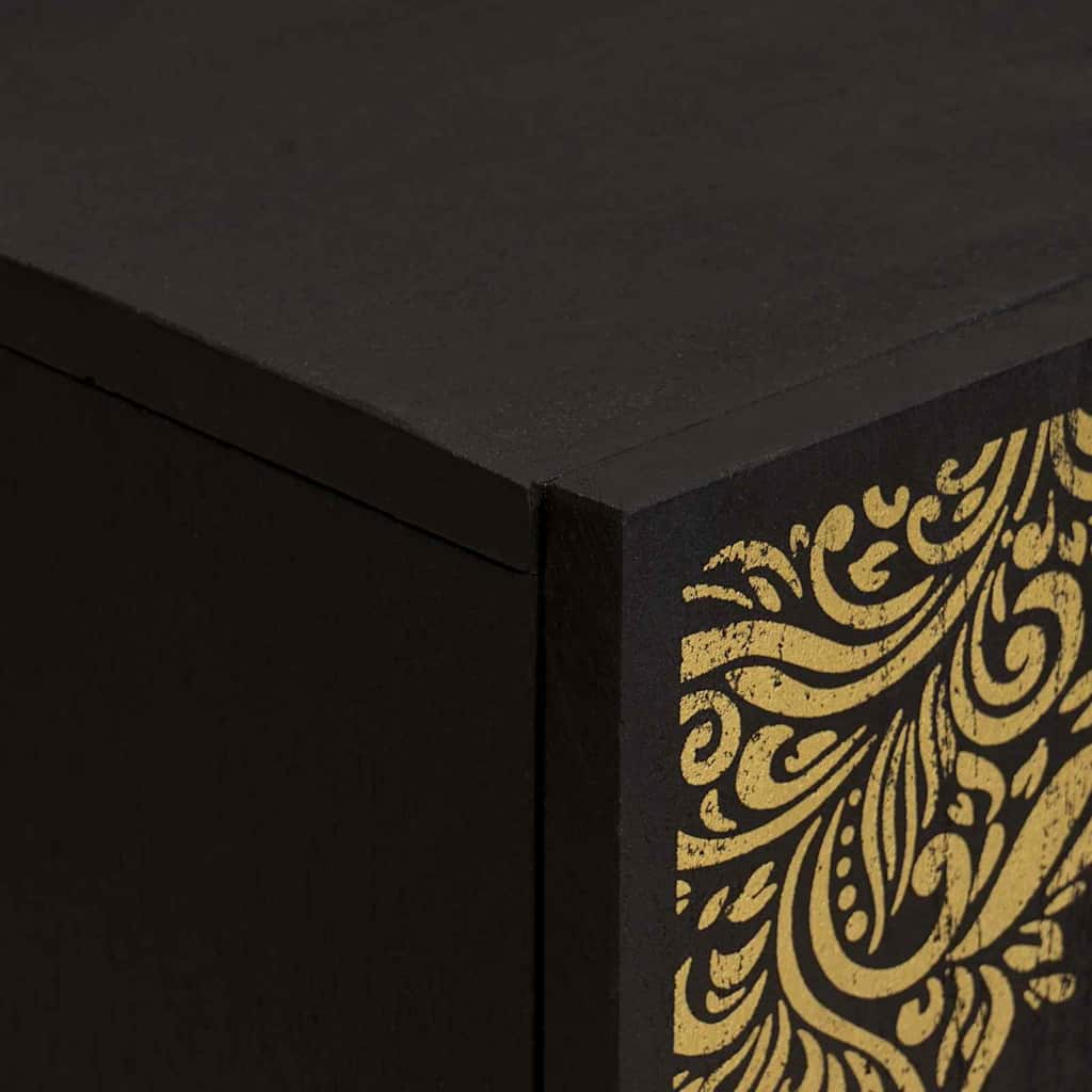 Bufet cu raft cu usa Negru 60 x 33 x 75 cm Lemn de mango solid — imaginea 7