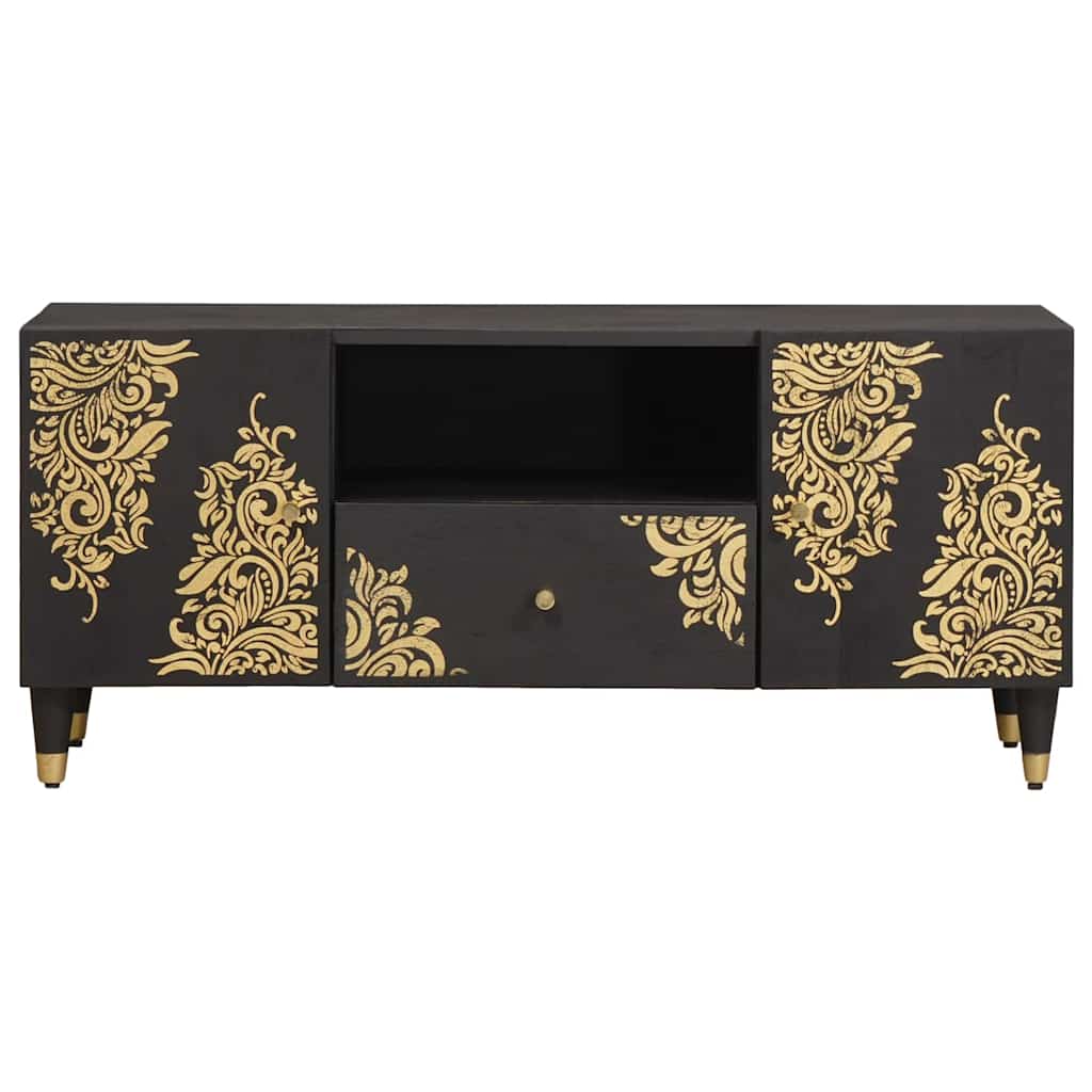 Cabinet TV cu sertar Negru 105 x 33 x 46 cm Lemn de mango solid — imaginea 4