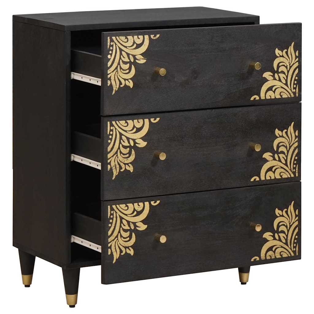Bufet Negru 60 x 33 x 75 cm Lemn de mango solid