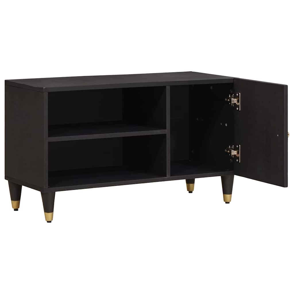 Cabinet TV cu raft Negru 80 x 33 x 46 cm Lemn de mango solid — imaginea 3