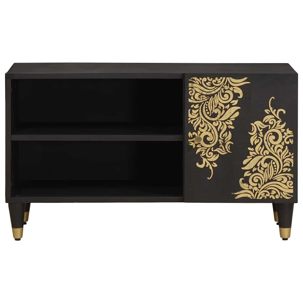 Cabinet TV cu raft Negru 80 x 33 x 46 cm Lemn de mango solid — imaginea 4