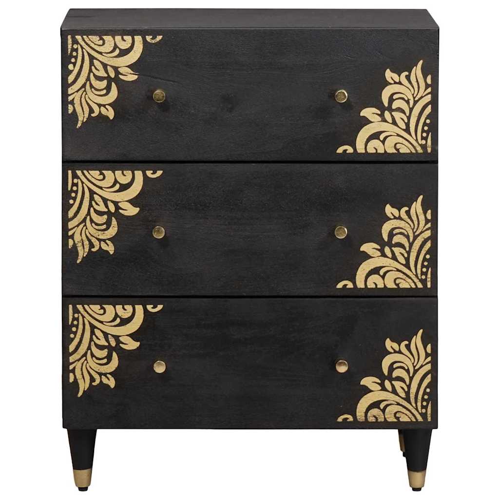 Bufet Negru 60 x 33 x 75 cm Lemn de mango solid — imaginea 3