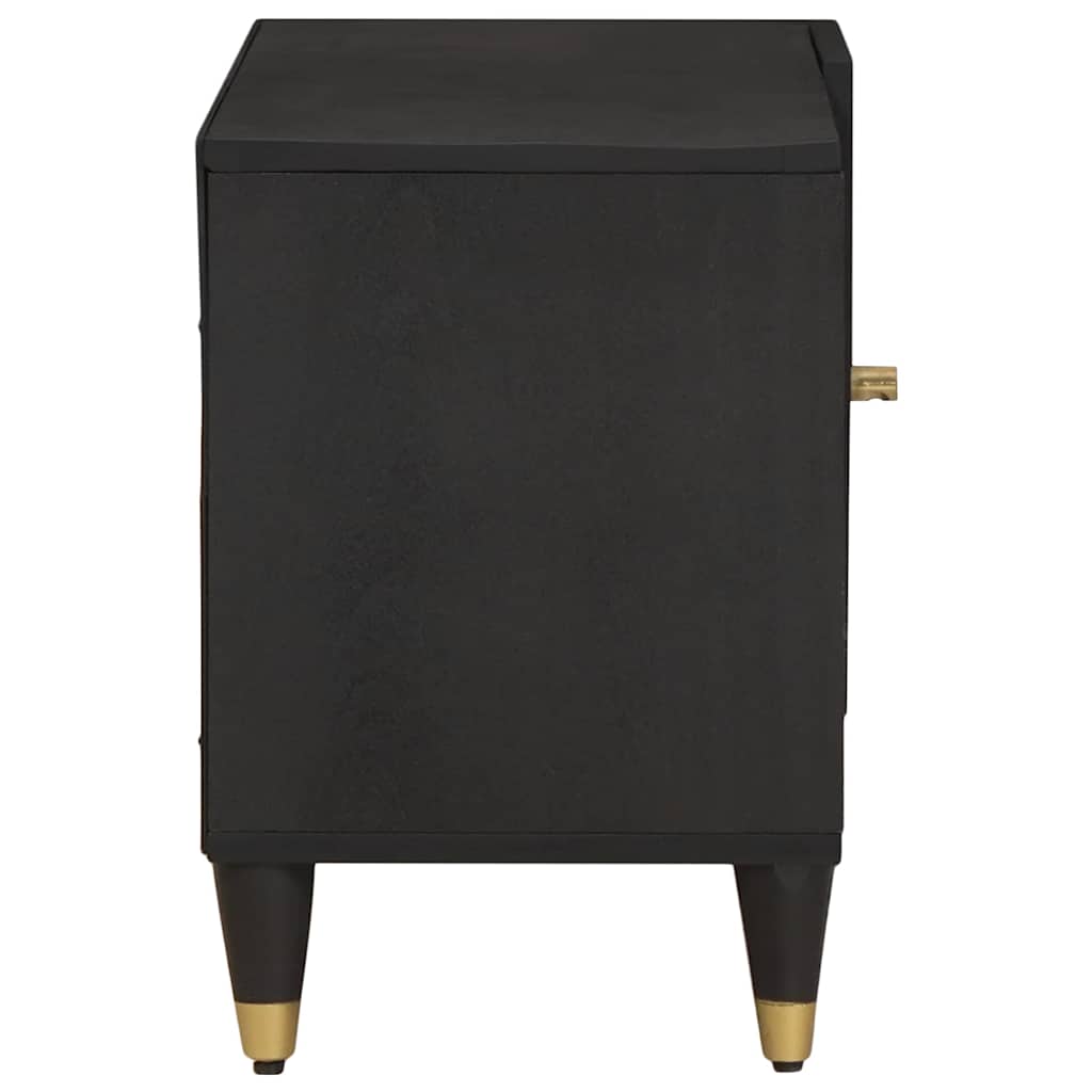 Cabinet TV cu raft Negru 80 x 33 x 46 cm Lemn de mango solid — imaginea 5