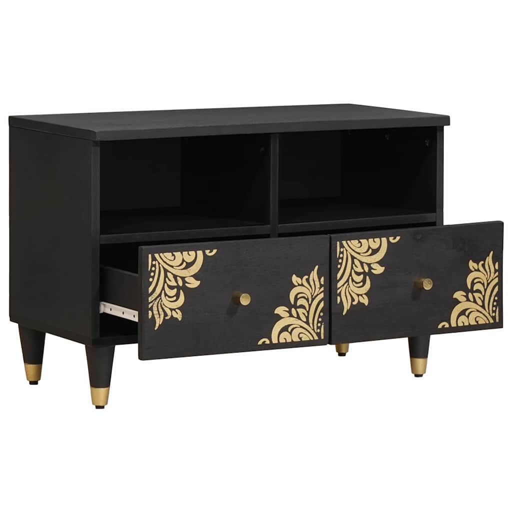 Cabinet TV cu sertar Negru 70 x 33 x 46 cm Lemn de mango solid — imaginea 3