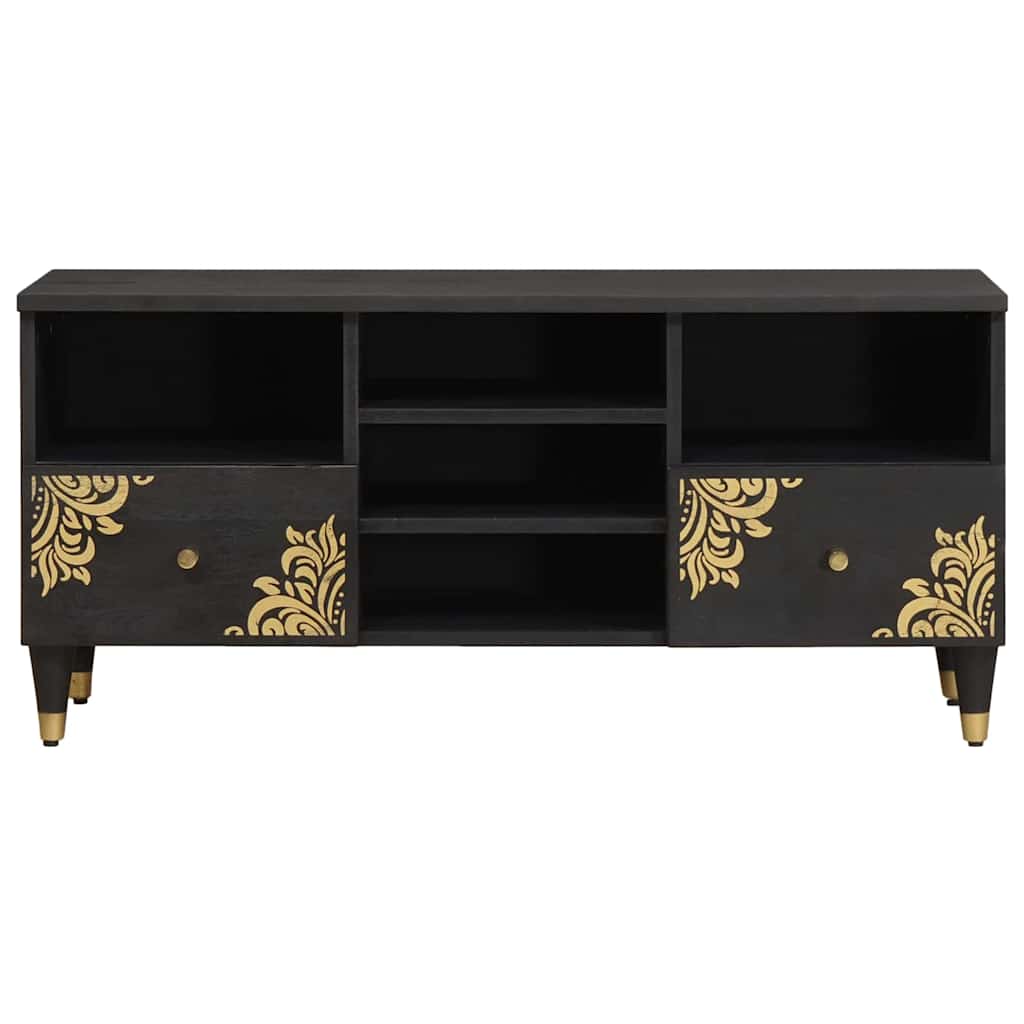 Cabinet TV cu sertar Negru 100 x 33 x 46 cm Lemn de mango solid — imaginea 4