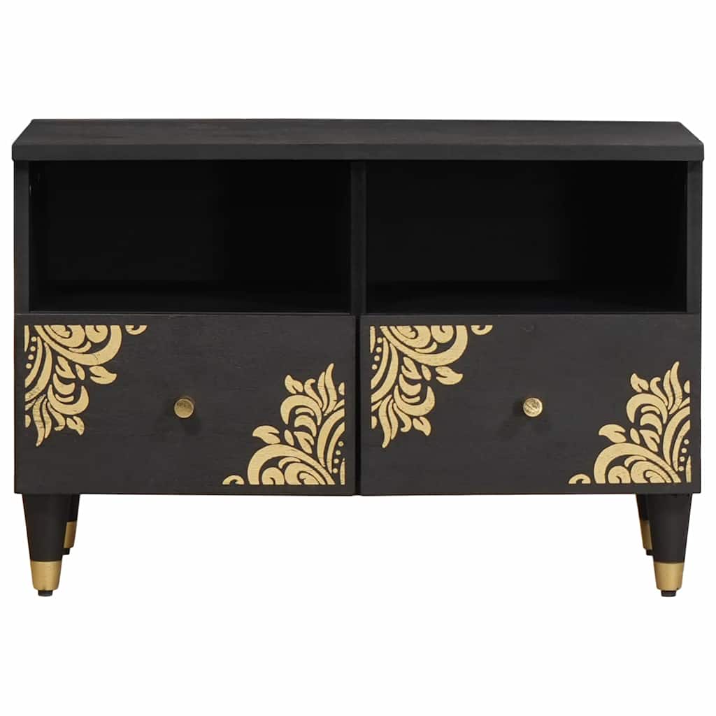 Cabinet TV cu sertar Negru 70 x 33 x 46 cm Lemn de mango solid — imaginea 4