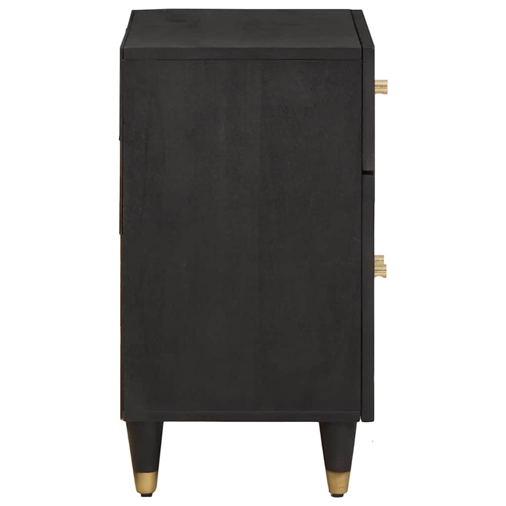 Noptiera cu usa Negru 50 x 33 x 60 cm Lemn de mango solid — imaginea 5
