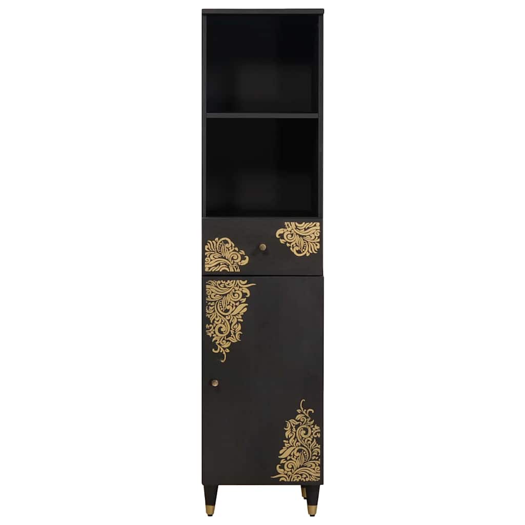 Bufet cu sertar Negru 38 x 33 x 160 cm Lemn de mango solid — imaginea 4