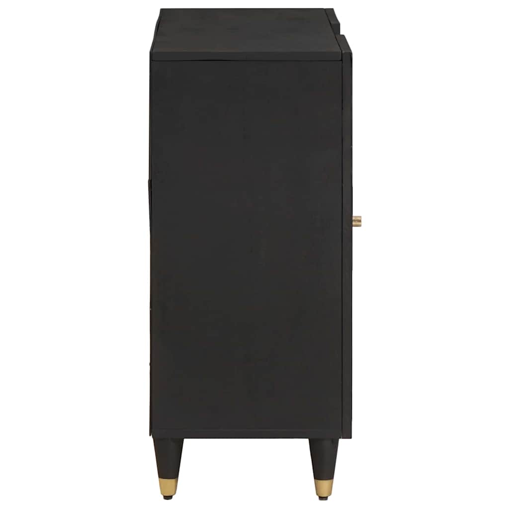 Bufet cu raft cu usa Negru 90 x 33 x 75 cm Lemn de mango solid — imaginea 5