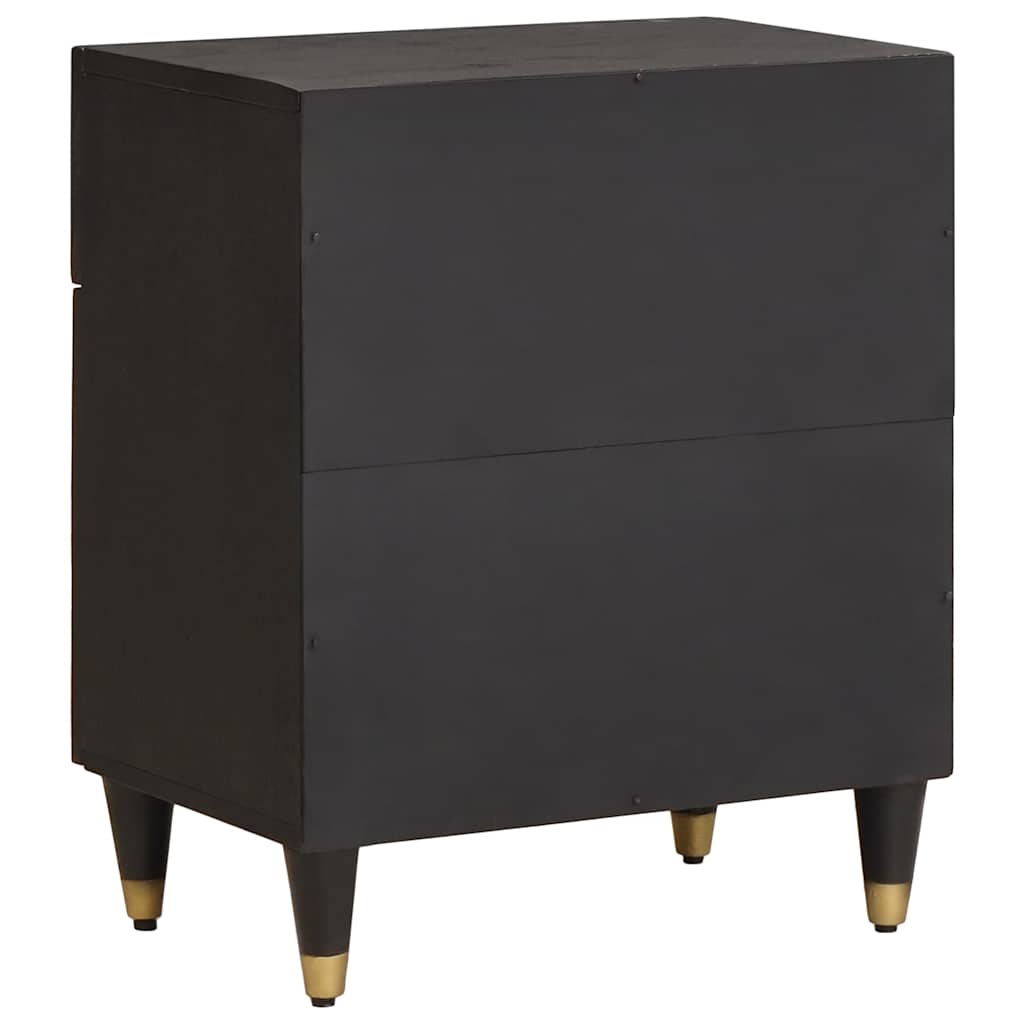 Noptiera cu usa Negru 50 x 33 x 60 cm Lemn de mango solid — imaginea 6