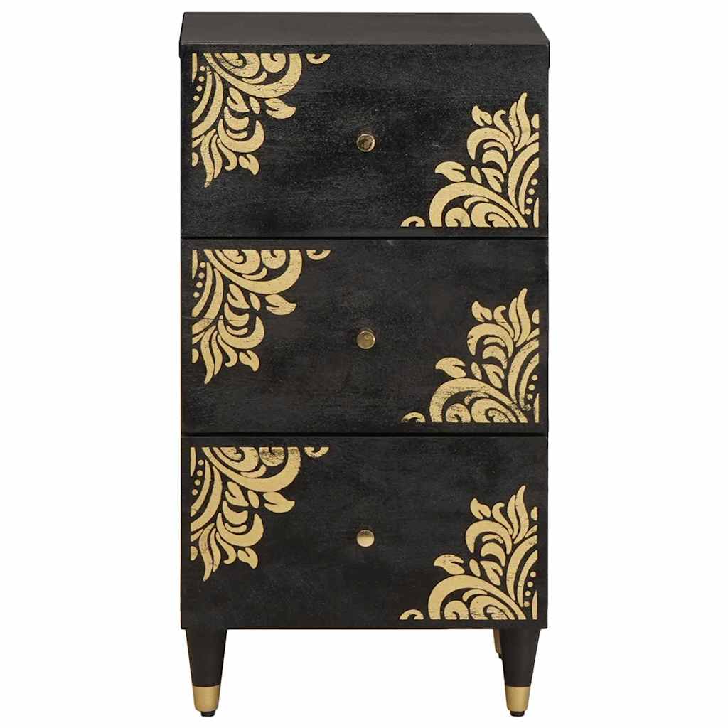 Bufet cu sertar Negru 40 x 33 x 75 cm Lemn de mango solid — imaginea 4