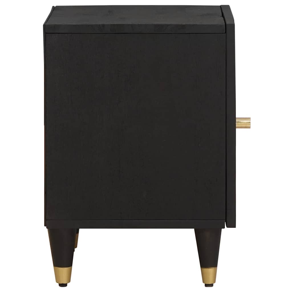 Noptiera cu usa Negru 40 x 33 x 46 cm Lemn de mango solid — imaginea 5