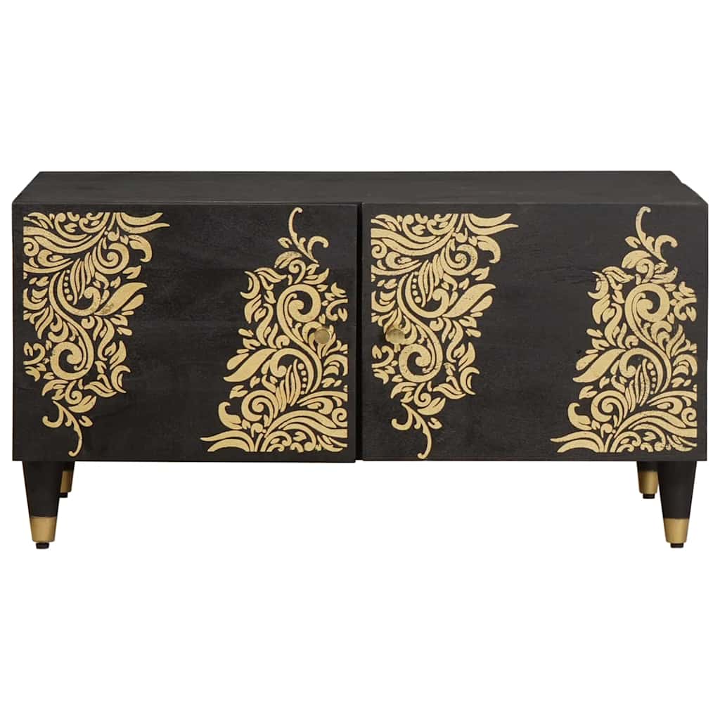 Masa de cafea Negru 80 x 50 x 40 cm Lemn de mango solid — imaginea 4