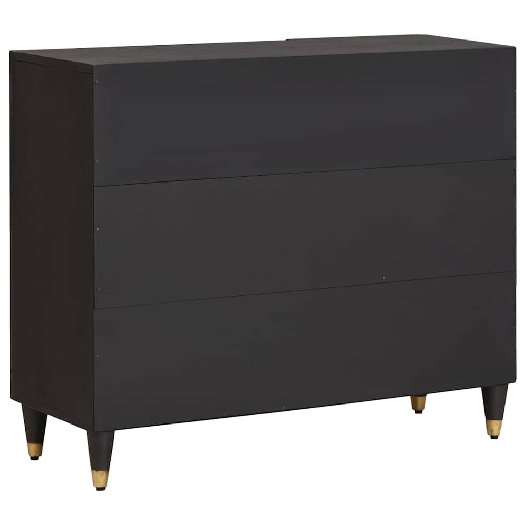 Bufet cu raft cu usa Negru 90 x 33 x 75 cm Lemn de mango solid — imaginea 6