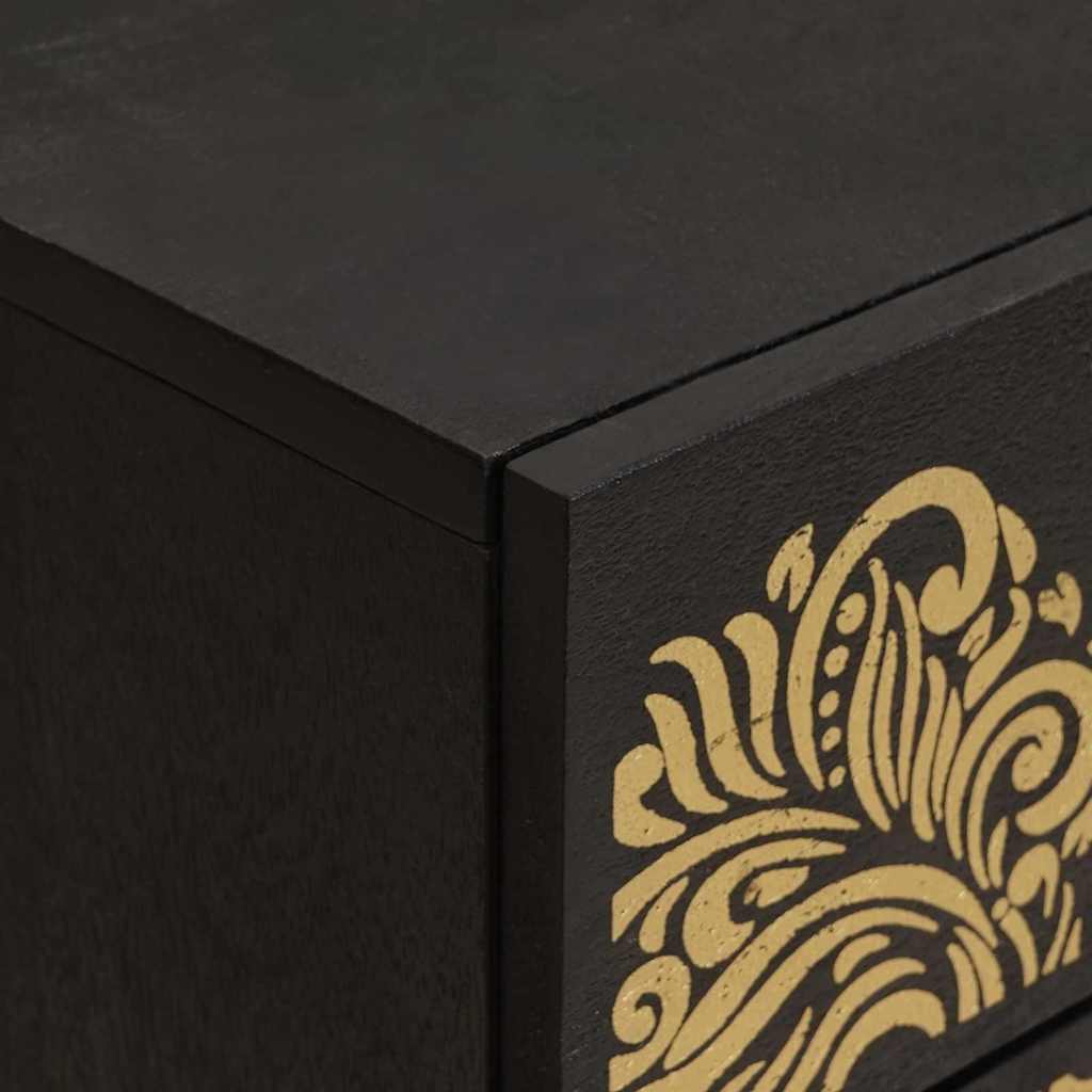 Noptiera cu usa Negru 50 x 33 x 60 cm Lemn de mango solid — imaginea 7