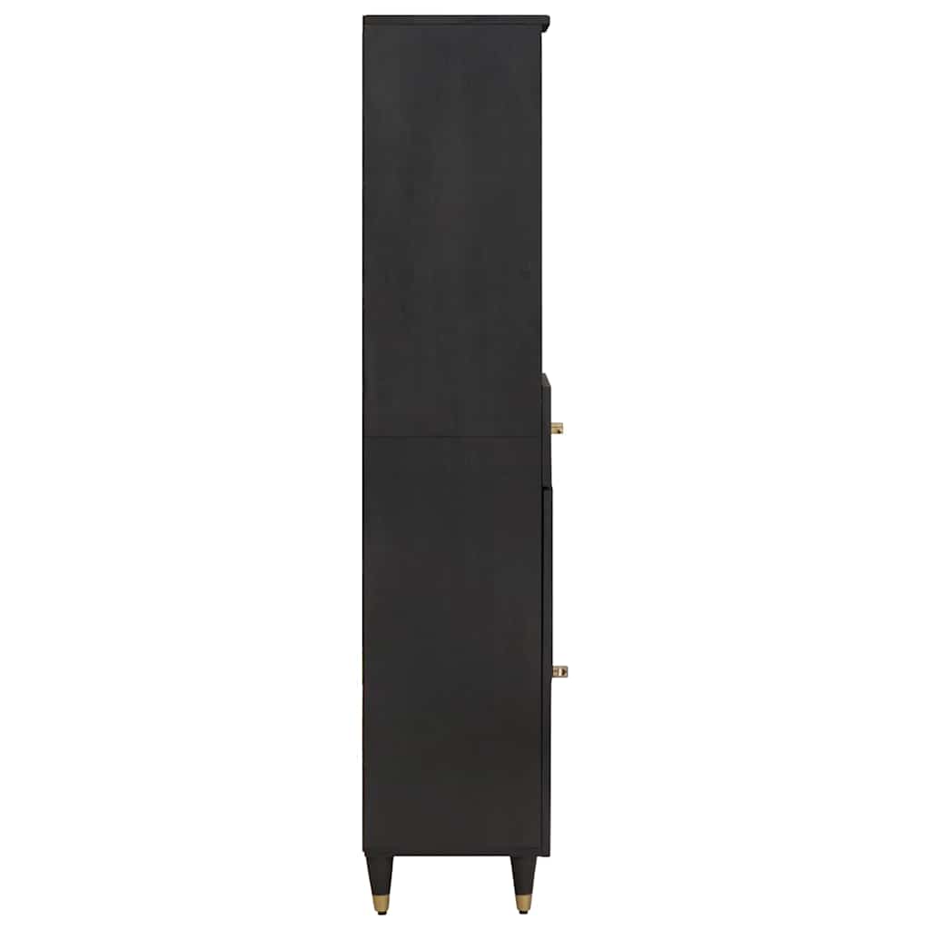 Bufet cu sertar Negru 38 x 33 x 160 cm Lemn de mango solid — imaginea 5