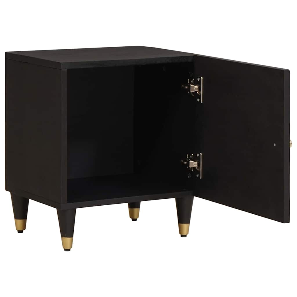 Noptiera cu usa 2 pcs Negru 40 x 33 x 46 cm Lemn de mango solid — imaginea 4