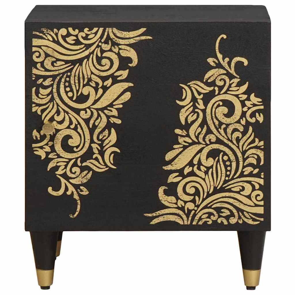 Noptiera cu usa 2 pcs Negru 40 x 33 x 46 cm Lemn de mango solid — imaginea 5