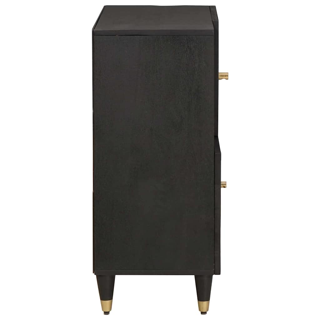 Bufet cu raft cu usa Negru 80 x 33 x 75 cm Lemn de mango solid — imaginea 5