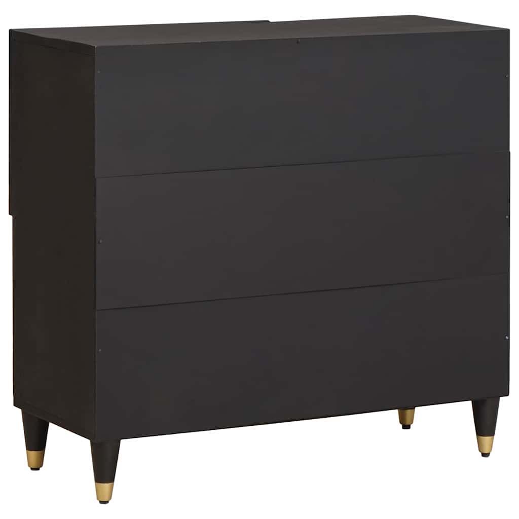 Bufet cu raft cu usa Negru 80 x 33 x 75 cm Lemn de mango solid — imaginea 6