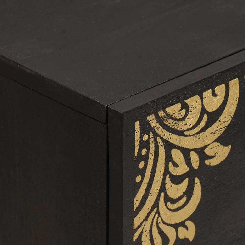 Bufet cu sertar Negru 40 x 33 x 75 cm Lemn de mango solid — imaginea 7