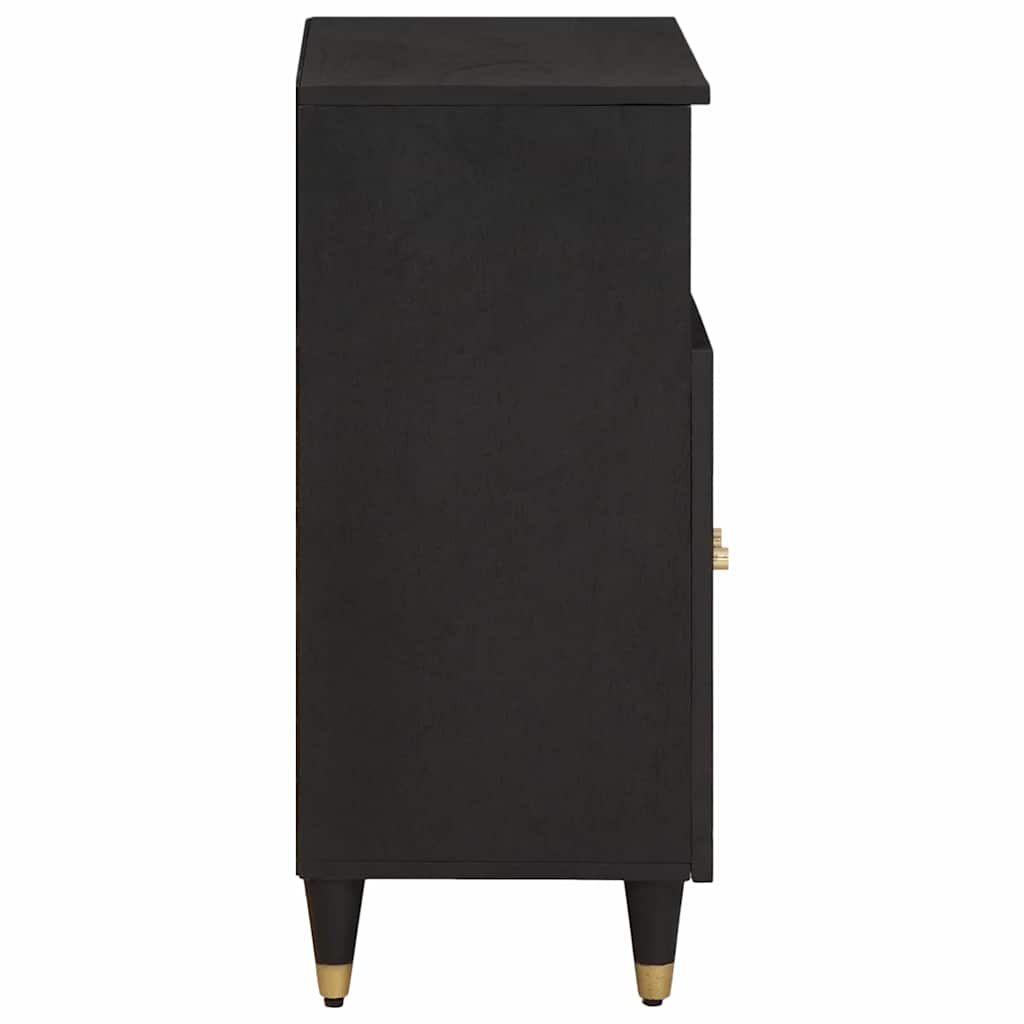 Bufet cu raft cu usa Negru 60 x 33 x 75 cm Lemn de mango solid — imaginea 5