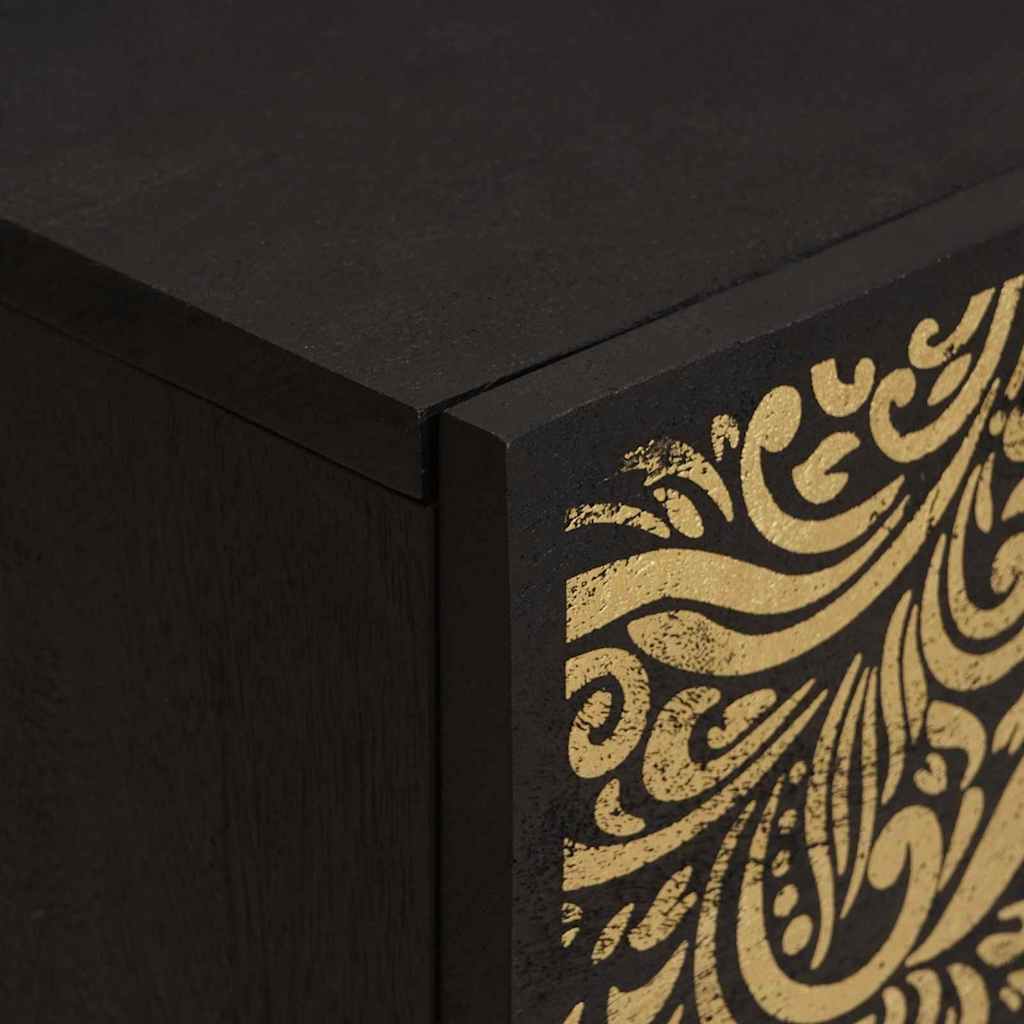 Noptiera cu usa 2 pcs Negru 40 x 33 x 46 cm Lemn de mango solid — imaginea 8