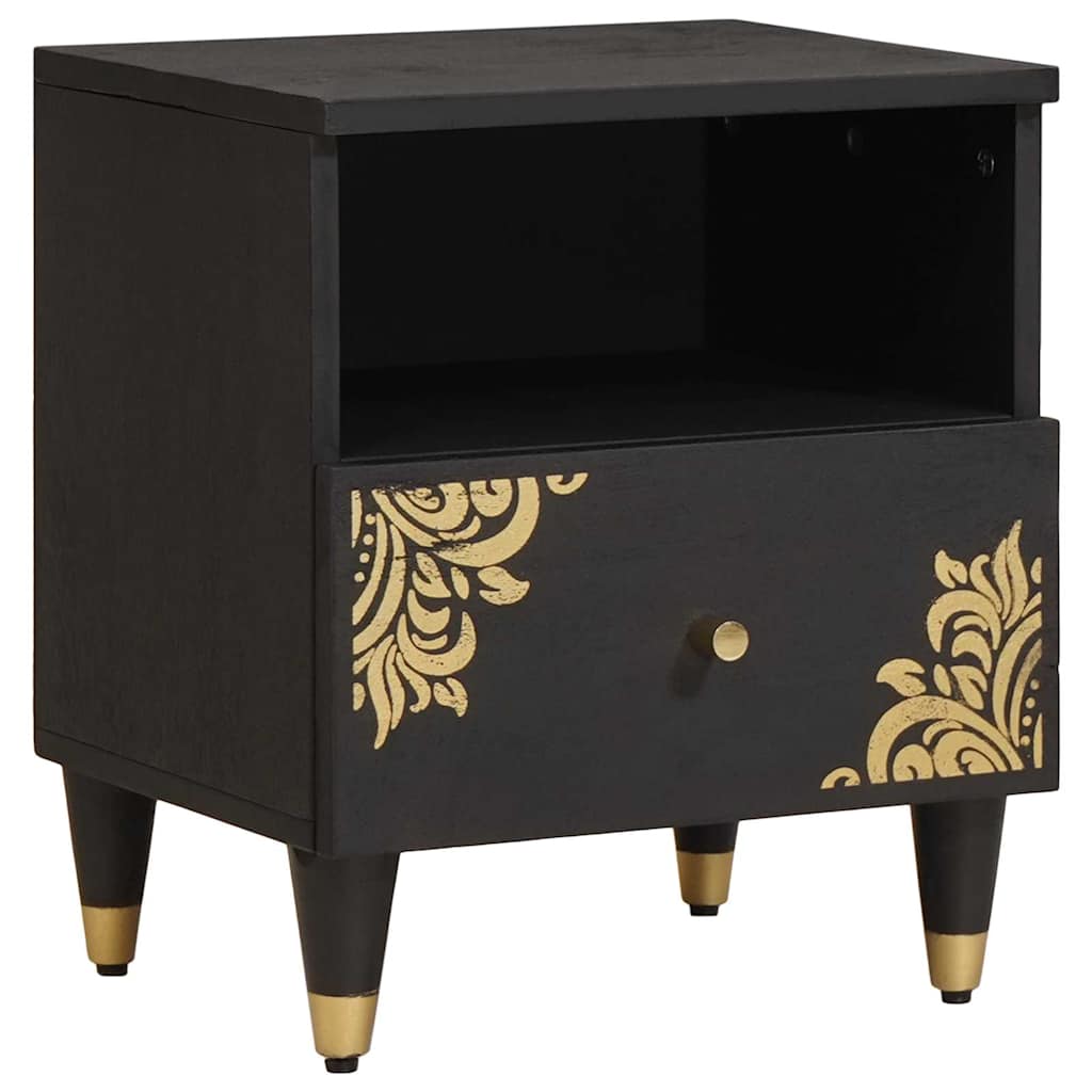 Noptiera Negru 40 x 33 x 46 cm Lemn de mango solid