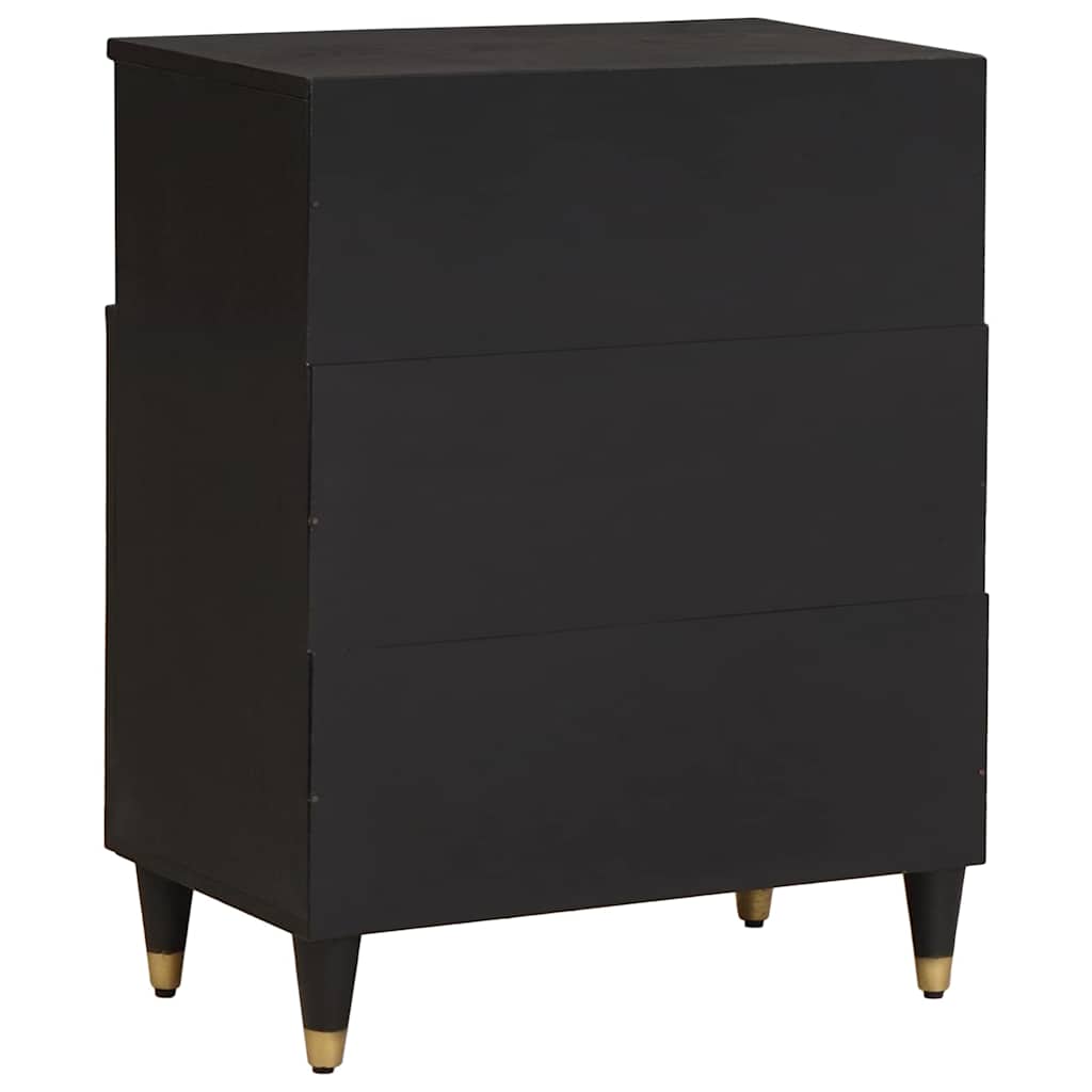 Bufet cu raft cu usa Negru 60 x 33 x 75 cm Lemn de mango solid — imaginea 6