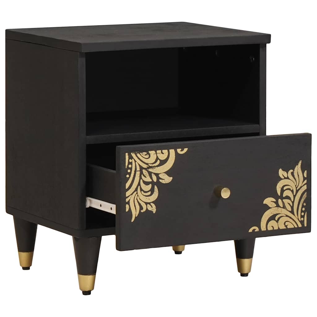 Noptiera Negru 40 x 33 x 46 cm Lemn de mango solid — imaginea 3