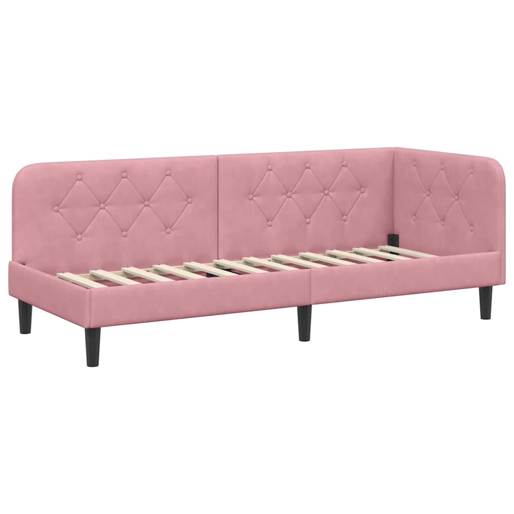 Cadru de pat coltar cu headboard Roz 80 x 200 cm Catifea