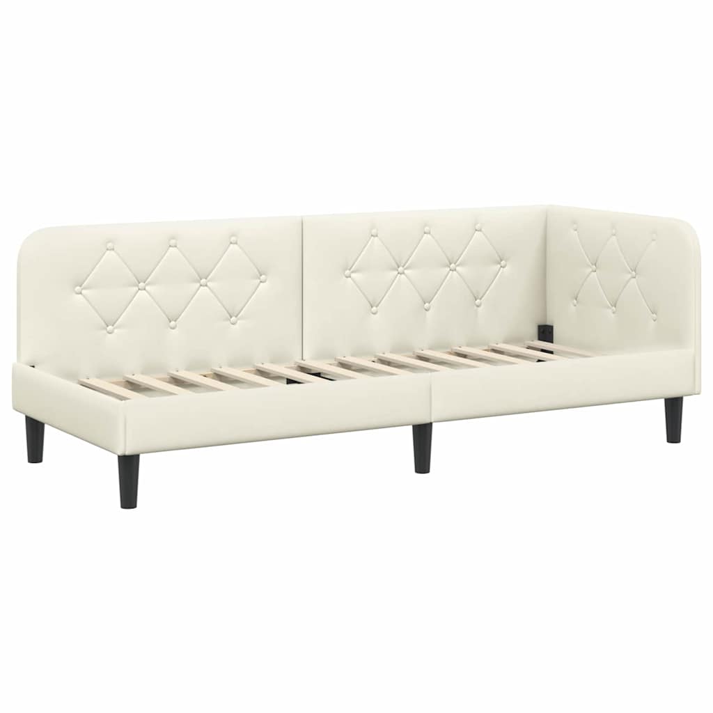 Cadru de pat coltar cu headboard Crem 80 x 200 cm Catifea