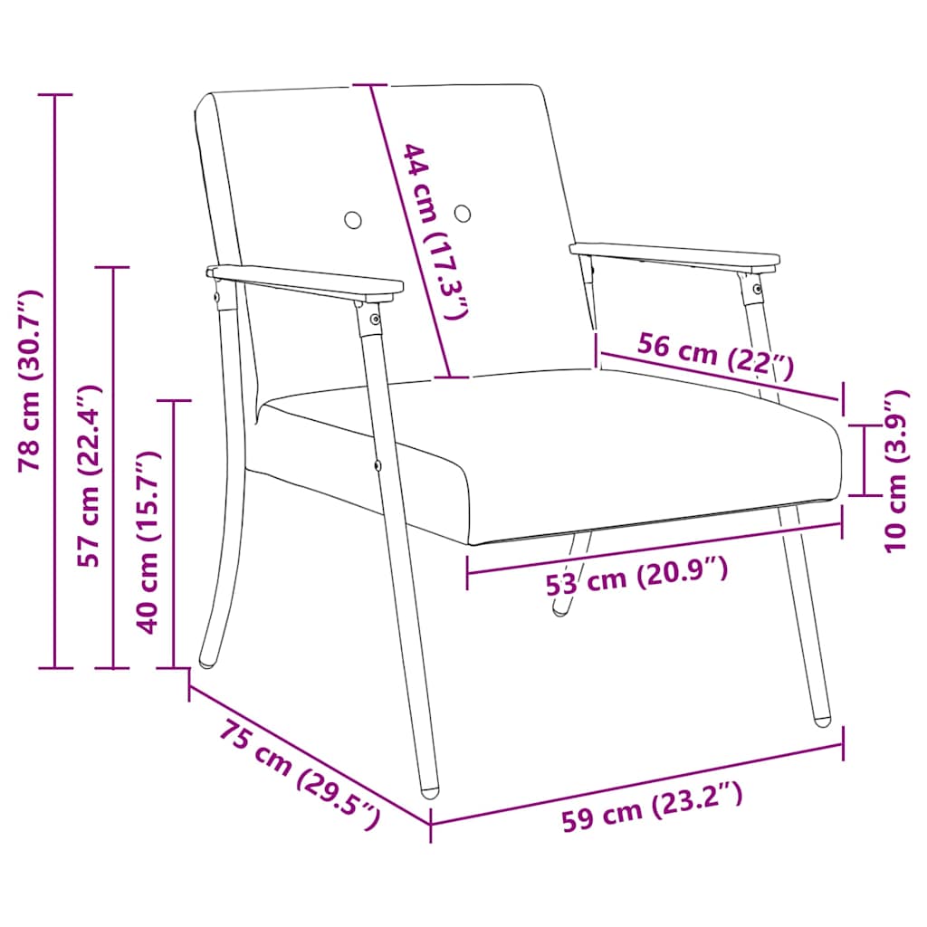 fotoliu Gri deschis 59 x 75 x 78 cm tesatura — imaginea 10