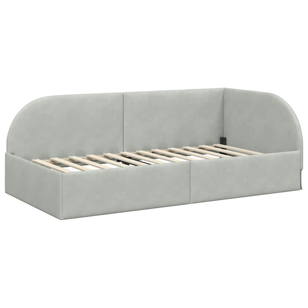 Cadru de pat coltar Gri deschis 100 cm x 200 cm tesatura