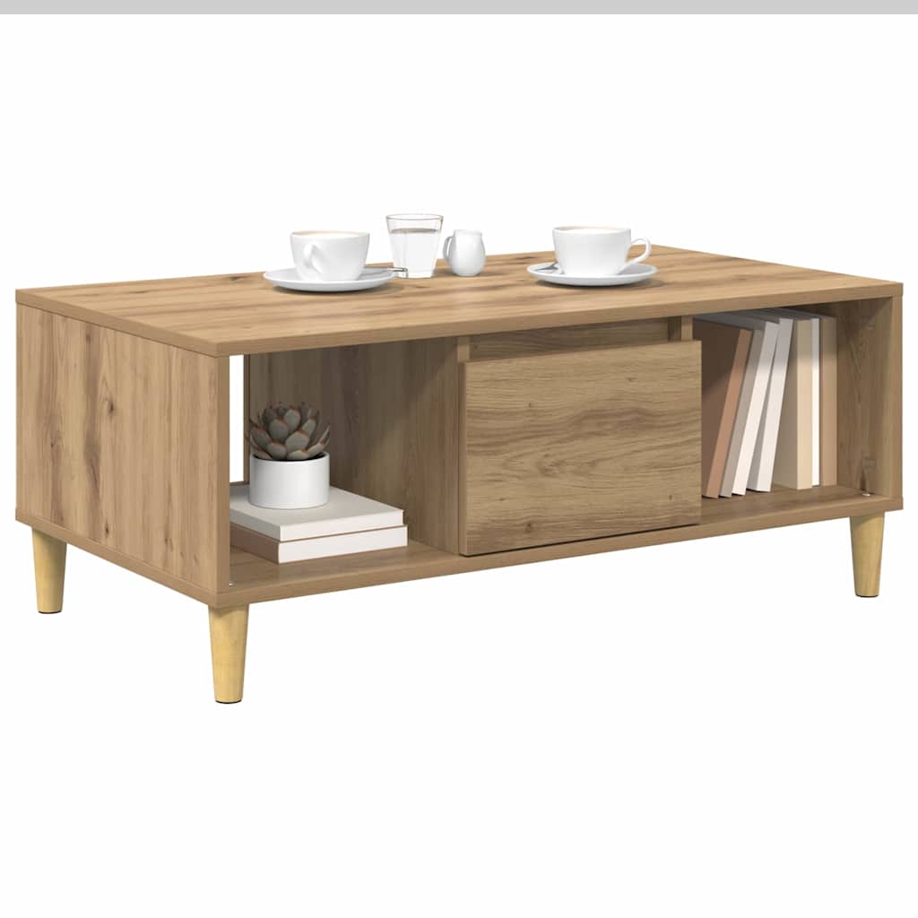 Masa de cafea Stejar Artizanal 90 x 50 x 26.5 cm Lemn compozit — imaginea 4