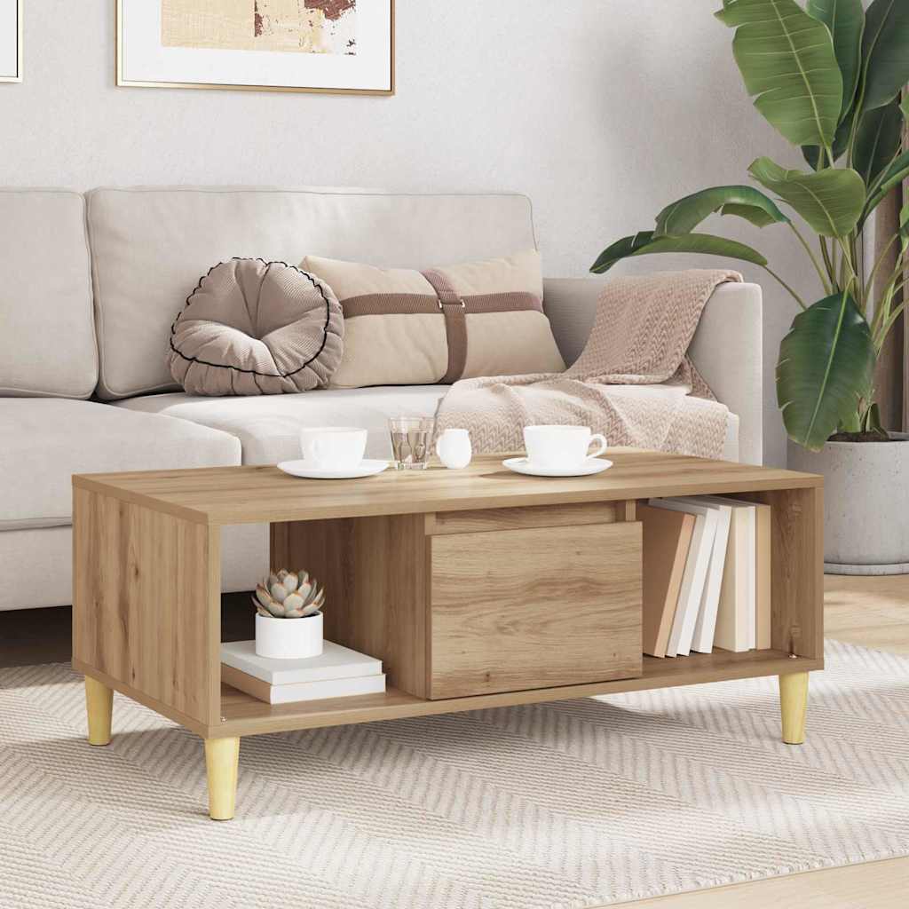 Masa de cafea Stejar Artizanal 90 x 50 x 26.5 cm Lemn compozit — imaginea 5