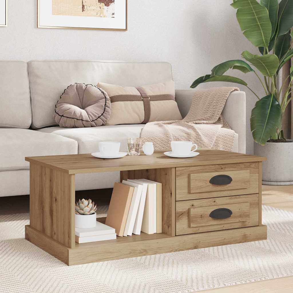Masa de cafea Stejar Artizanal 90 x 50 x 35 cm Lemn compozit — imaginea 5