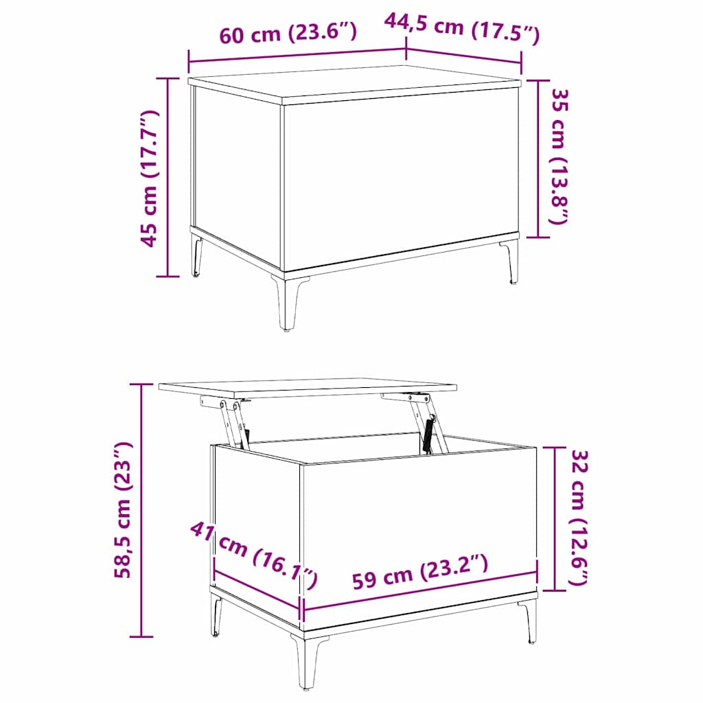 Masa de cafea Lemn Vechi 60 x 44,5 x 45 cm Lemn compozit — imaginea 12