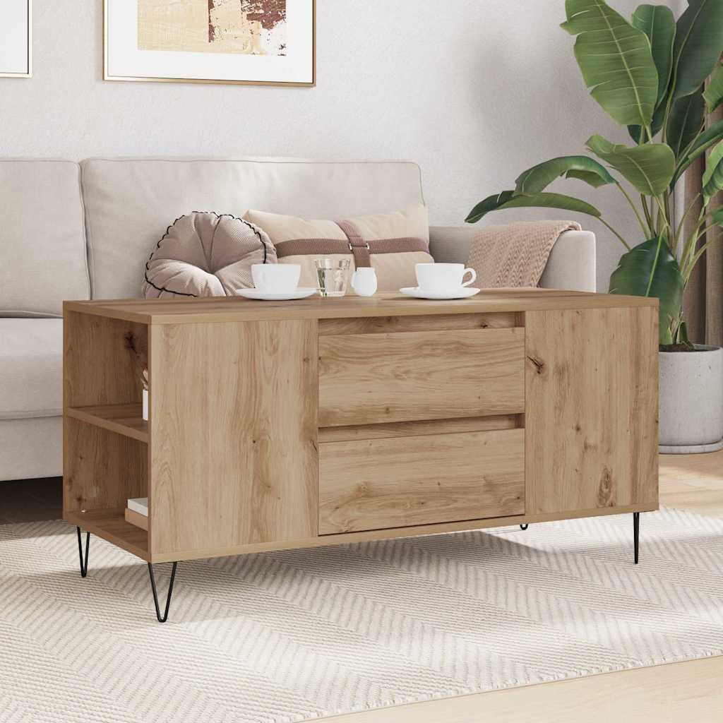 Masa de cafea Stejar Artizanal 102 x 44,5 x 50 cm Lemn compozit — imaginea 5