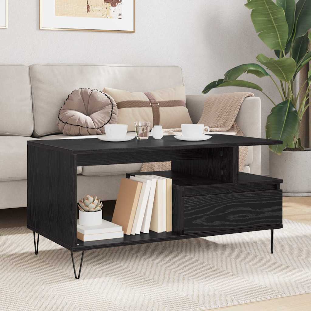 Masa de cafea Stejar Negru 90 x 49 x 45 cm Lemn compozit — imaginea 5