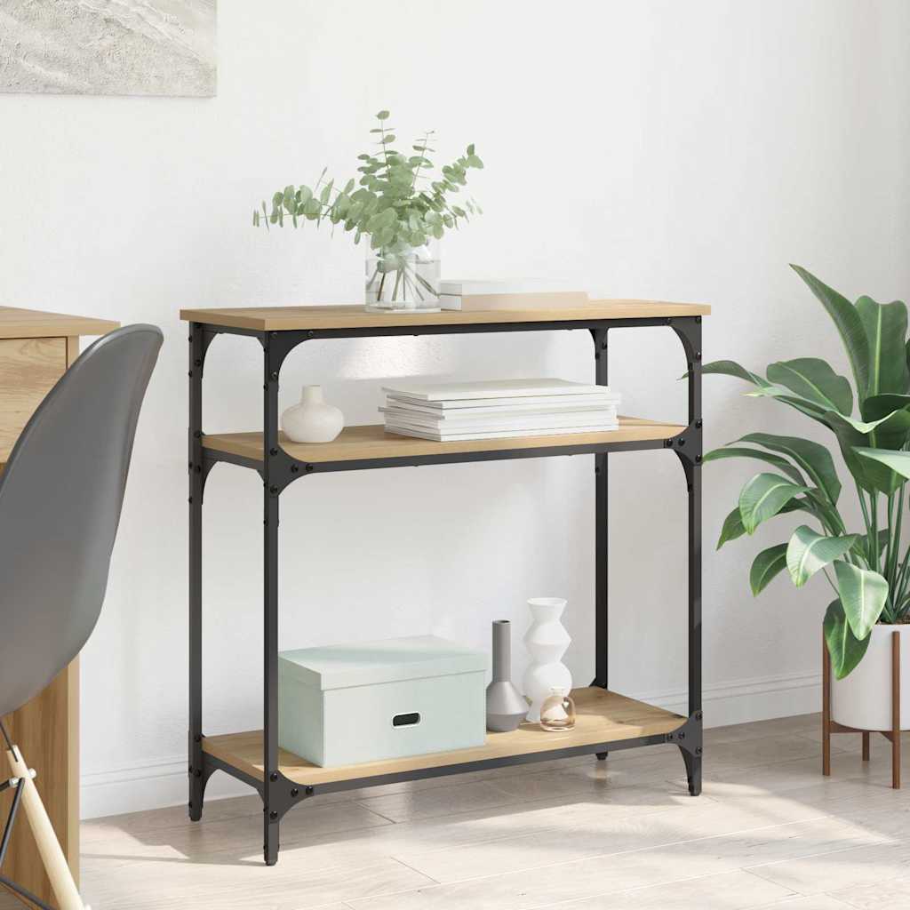 Masa de consola Stejar Artizanal 75 x 29 x 75 cm Lemn compozit — imaginea 2