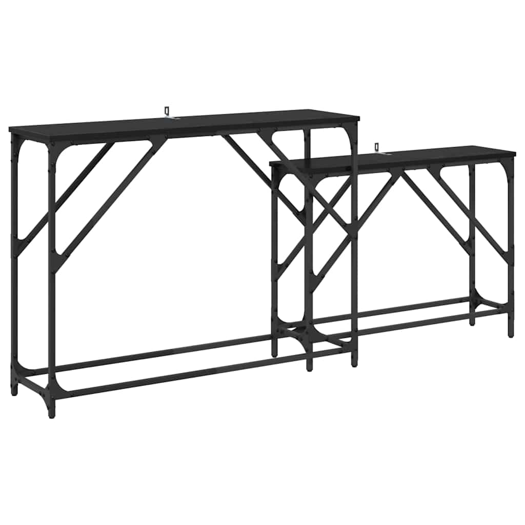 Masa de consola 2 pcs Stejar Negru 100 x 28 x 75 cm