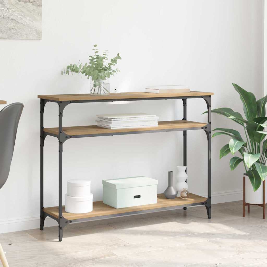 Masa de consola Stejar Artizanal 100 x 29 x 75 cm Lemn compozit — imaginea 2