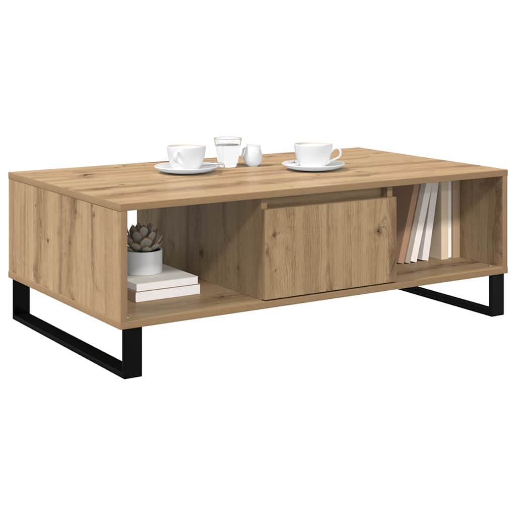 Masa de cafea Stejar Artizanal 104 x 60 x 35 cm Lemn compozit — imaginea 4