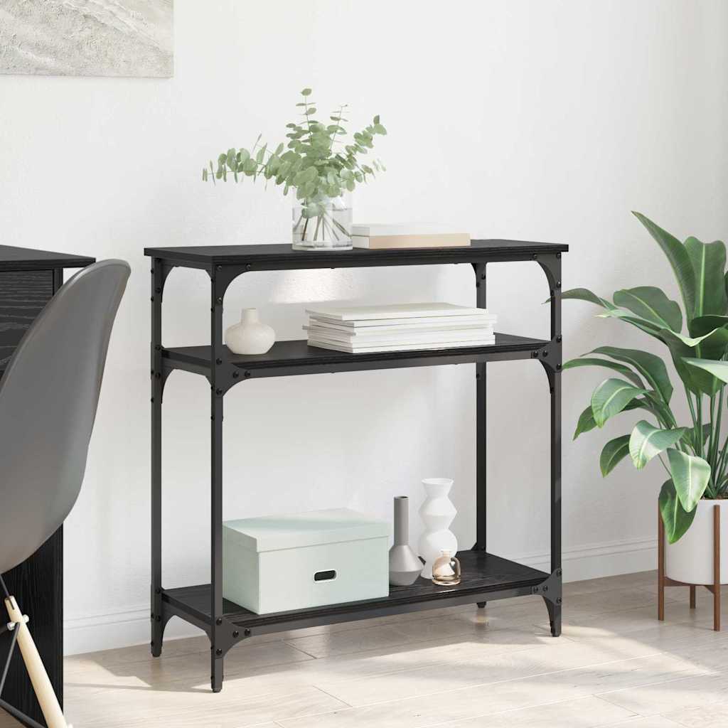 Masa de consola Stejar Negru 75 x 29 x 75 cm Lemn compozit — imaginea 2