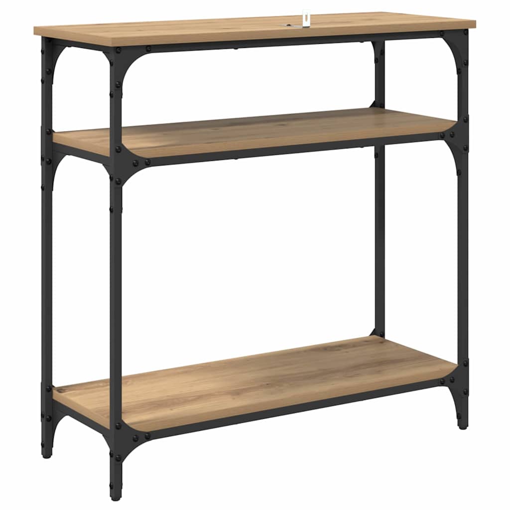 Masa de consola Stejar Artizanal 75 x 29 x 75 cm Lemn compozit — imaginea 8